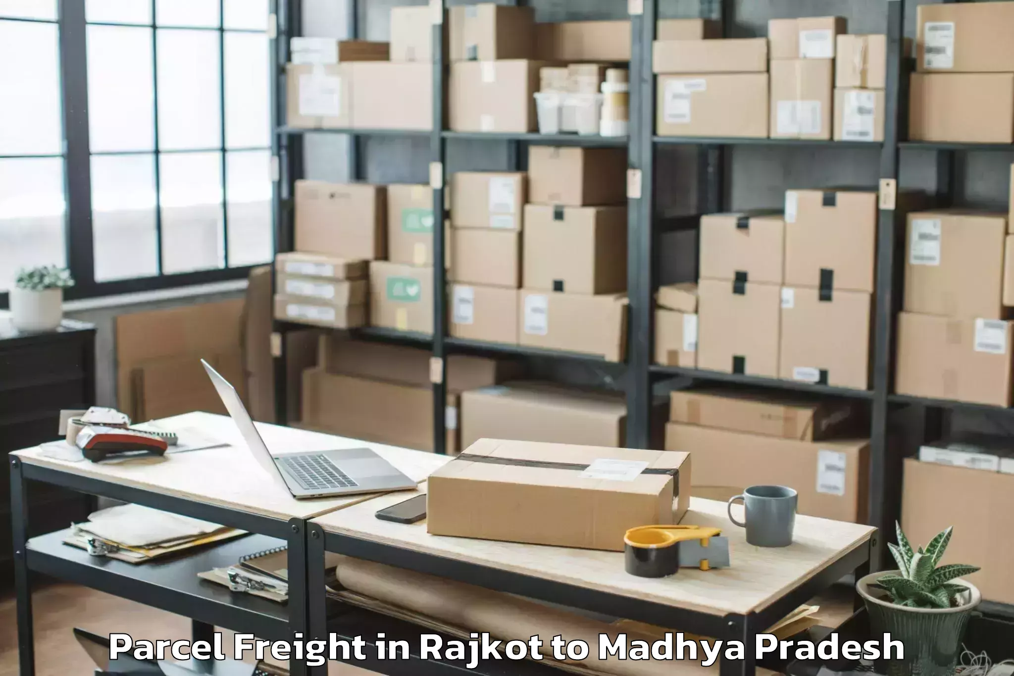 Leading Rajkot to Manawar Parcel Freight Provider